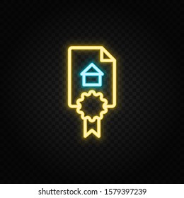 agreement, contract neon icon. Blue and yellow neon vector icon.