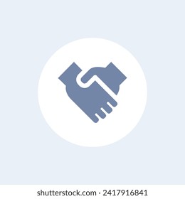 Agreement or deal glyph icon, business handshake sign vector graphics, partnership pictogram isolated on a white background. Suitable for Web Page, Mobile App, UI, UX and GUI design. eps 10.
