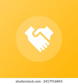 Agreement or deal glyph icon, business handshake sign vector graphics, partnership pictogram isolated on a white background. Suitable for Web Page, Mobile App, UI, UX and GUI design. eps 10.