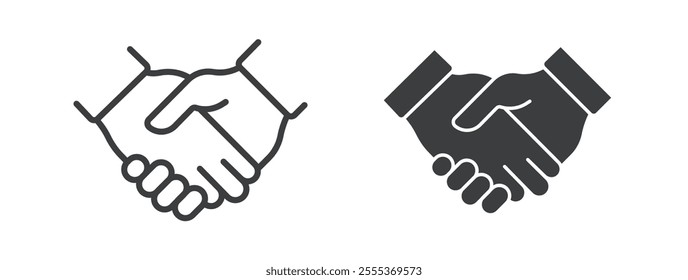 Agreement, deal, handshake icon. Line and glyph solid icon.Perfect pixel isolated on clean transparent background. Vector illustration.