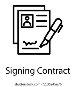 Agreement document with signature and pen  