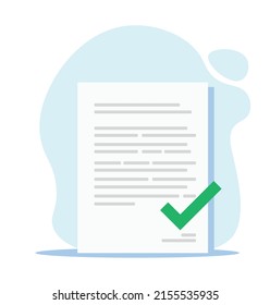 Agreement document signed, Contract document signed with success vector flat cartoon illustration