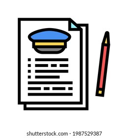 agreement for education in flight school color icon vector. agreement for education in flight school sign. isolated symbol illustration