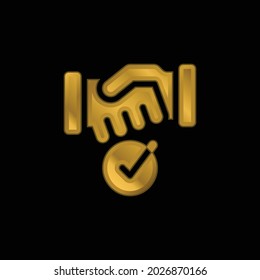 Agreement gold plated metalic icon or logo vector