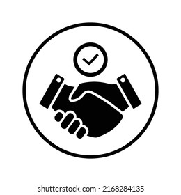 Agreement, hands, handshake  icon. Black vector graphics.