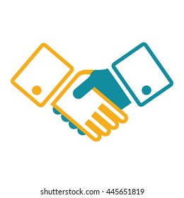agreement handshake icon flat color on white background