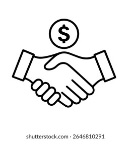 agreement handshake icon line handshake symbol isolated on background