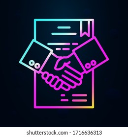 Acuerdo, icono del nolan del apretón de manos. Línea delgada simple, contorno vectorial de iconos de comunicación para ui y ux, sitio web o aplicación móvil