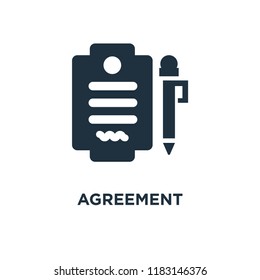 Agreement icon. Black filled vector illustration. Agreement symbol on white background. Can be used in web and mobile.