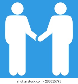 Agreement icon from Business Bicolor Set. This flat vector symbol uses white color, rounded angles, and isolated on a blue background.