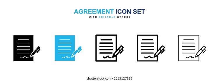 Agreement icon collection in black and blue colors