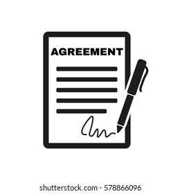 Agreement icon. Contract and signature, pact, accord, convention symbol. Flat Vector illustration