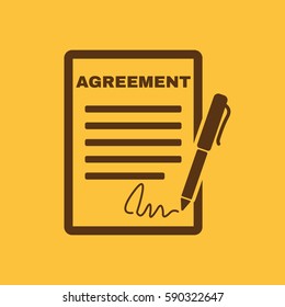 Agreement icon. Contract and signature, pact, accord, convention symbol. Flat Vector illustration