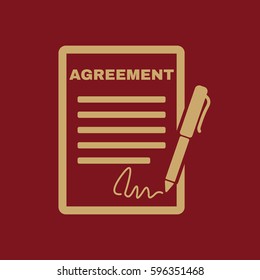 Agreement icon. Contract and signature, pact, accord, convention symbol. Flat Vector illustration