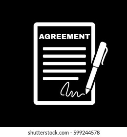 Agreement icon. Contract and signature, pact, accord, convention symbol. Flat Vector illustration