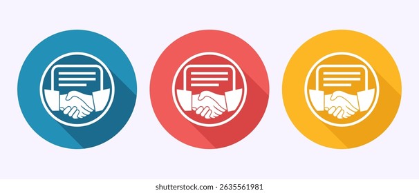 Agreement icon design illustration, Agreement sign symbol in shadow button design