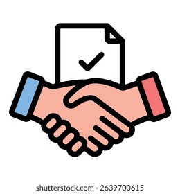Agreement icon flat line style illustration representing mutual consent and contract signing, suitable for business, legal, and partnership-related projects