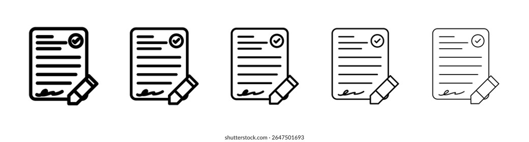 Ícone do acordo gráfico definido. estilo de linha de traçado moderno