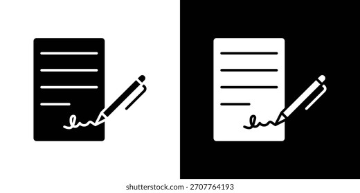 Traço editável da arte de linha de ícone do contrato e coleção sólida para design de aplicativo