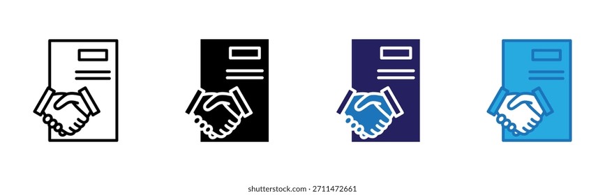 Ilustração do Vetor de Vários Estilos do Ícone do Contrato