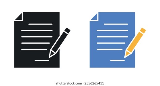 Agreement icon set in black and colored versions.