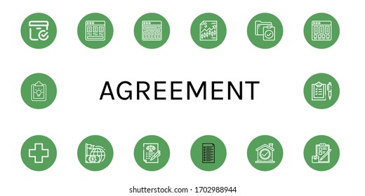 agreement icon set. Collection of Checked box, Price list, Finance, Clipboard, Cross, Agreement, List, Check, Checklist icons