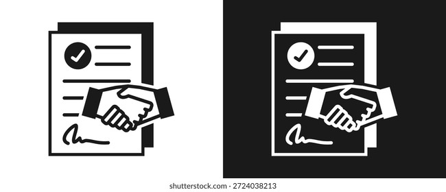 Conjunto De Iconos De Acuerdo Glifo En Fondo Blanco Y Negro