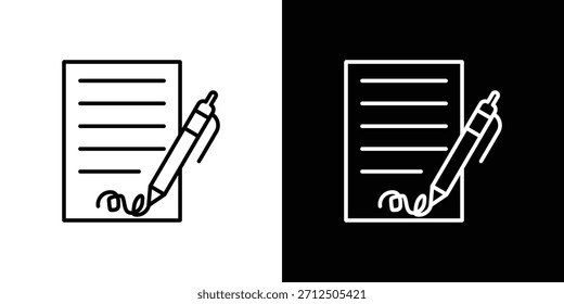 Ícone de contrato em estilo linear simples.