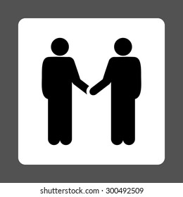 Agreement icon. This flat rounded square button uses black and white colors and isolated on a gray background.