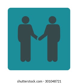 Agreement icon. This flat rounded square button uses soft blue colors and isolated on a white background.