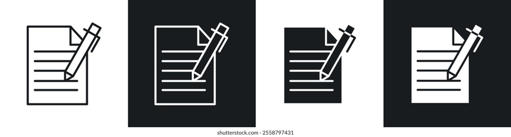 Agreement icon vector collection in black and white.