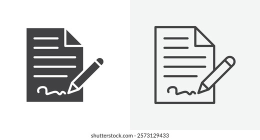 Agreement icons. flat and line style set