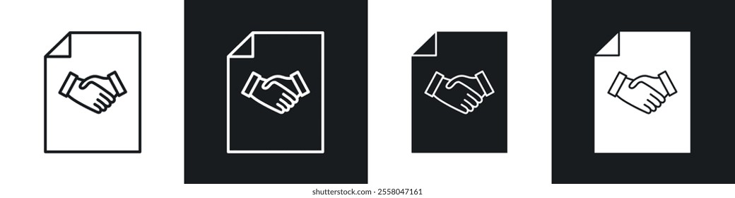 Agreement icons pack in black and white filled and outlined versions.