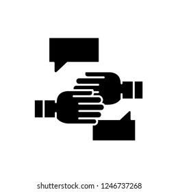 Agreement of intent black icon, vector sign on isolated background. Agreement of intent concept symbol, illustration 