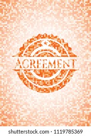Agreement orange mosaic emblem with background