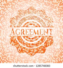 Agreement orange mosaic emblem with background