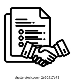 Icono de contorno de Acuerdo. Diseño de icono de Vector simple en estilo de contorno. Formato de Vector editable