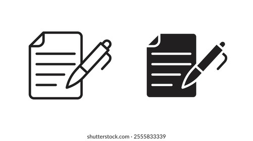 Agreement outlined and solid icon vector collection.