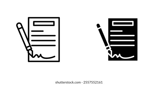 Agreement outlined and solid icon vector collection.