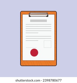 Agreement Paper Clipboard Vector Icon Illustration Icon Contract sign vector