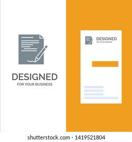 Agreement, Paper, Document, Note, Report Grey Logo Design and Business Card Template