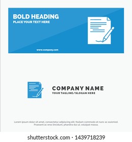 Agreement, Paper, Document, Note, Report SOlid Icon Website Banner and Business Logo Template