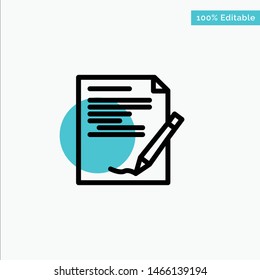 Agreement, Paper, Document, Note, Report turquoise highlight circle point Vector icon. Vector Icon Template background