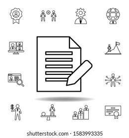 Agreement, pen, document icon. Set of hr elements. Can be used for web, logo, mobile app, UI, UX