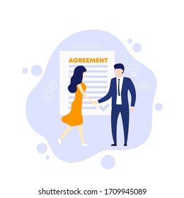 agreement, people shaking hands, vector illustration