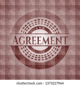 Agreement red badge with geometric background. Seamless.