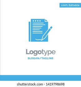 Agreement, Report, Form, Layout, Paper Blue Solid Logo Template. Place for Tagline