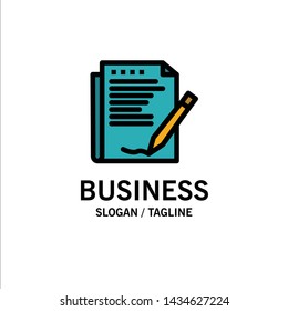 Agreement, Report, Form, Layout, Paper Business Logo Template. Flat Color