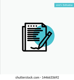 Agreement, Report, Form, Layout, Paper turquoise highlight circle point Vector icon