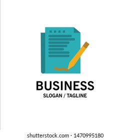 Agreement, Report, Form, Layout, Paper Business Logo Template. Flat Color. Vector Icon Template background